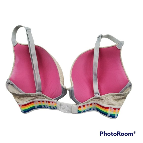 Victoria's Secret Pink Women's Wear Everywhere Push Up Rainbow Bra Size 32DD - Picture 3 of 10
